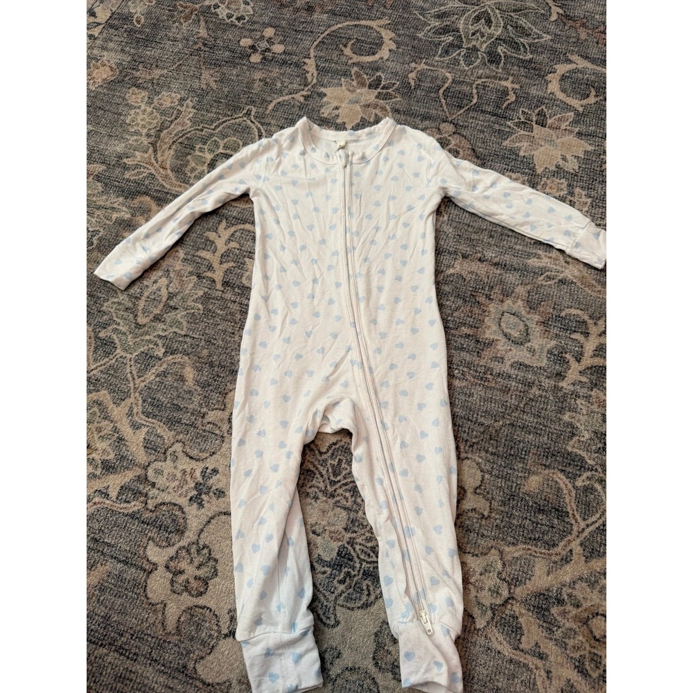 Skims Baby Blue Heart Onesie Sleeper